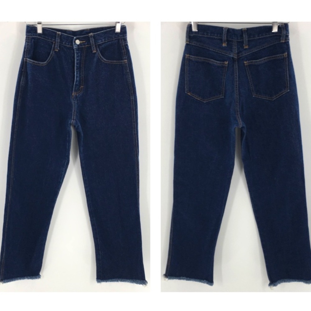 Brandy Melville Women Jeans J Galt Dark Hi Rise Wide Leg Raw Hem Shanghai Sz 25